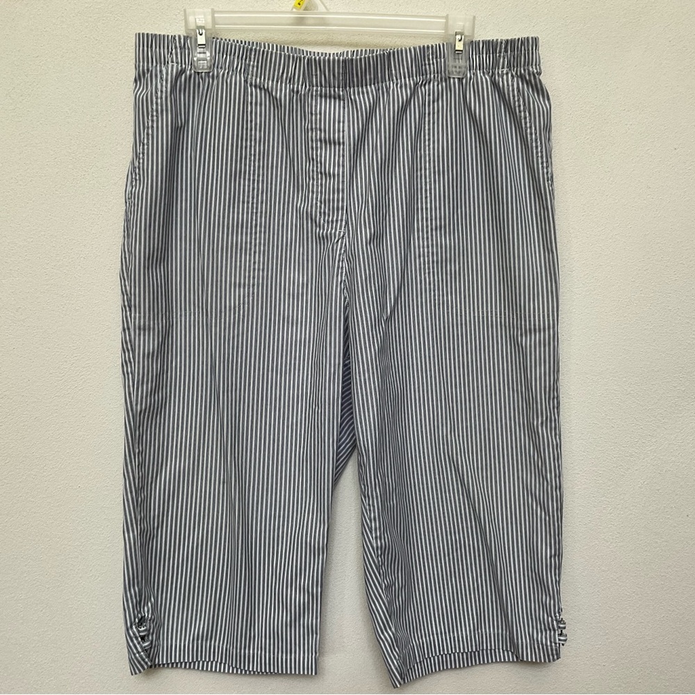 Alison Daley Navy, White Striped Elastic Waist Pull On Capris Size 16 Spring